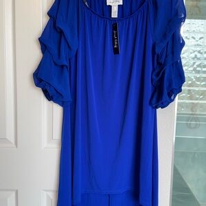 Blue Layered puffy  Sleeve dress